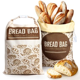 2 Pack Reusable Beeswax Bread Bags for Homemade Bread, Cotton Sourdough Bags with Beeswax Lining For Keeping Fresh