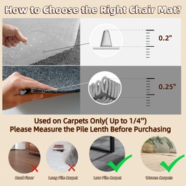 Office Chair Mat Carpet Protector: 36" x 48" Plastic Heavy Duty Computer Desk Mats with Lip for Low Flat and No Pile Carpeted Floor - Clear Rug Pad for Rolling Chairs Work Home Gaming Convex Shape