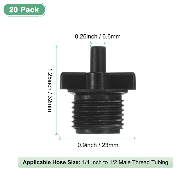 M METERXITY 20-Pack Drip Irrigation Barbed Fittings, for 1/4 to