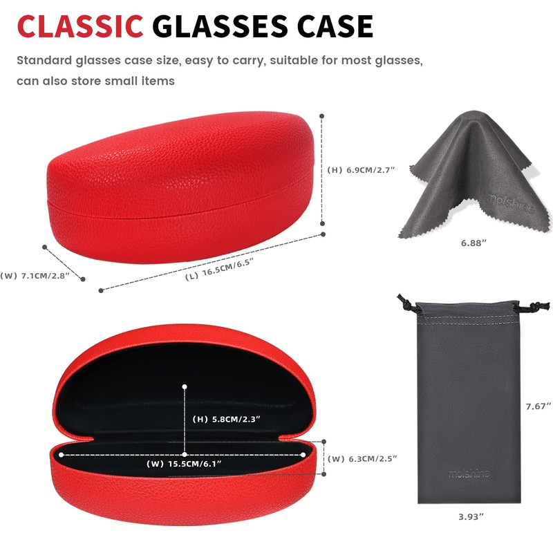 molshine Hard Shell Sunglasses Case,PU Leather Classic Large Glasses Case