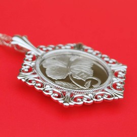 1976 Cook Islands 5 Cents Gem BU Uncirculated Proof Coin Solid 925 Sterling Silver Necklace NEW - Hibiscus Flower