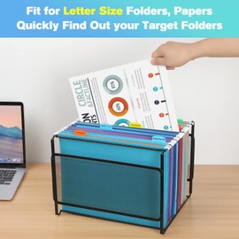 MaxGear Hanging File Organizer, Letter Size File Holder Filing Box, Metal Mesh Desk File Folder Storage for Office & Home, School, Black