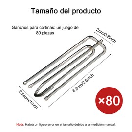 80 Piezas Ganchos de Pliegues de Acero Inoxidable para Cortina Ganchos de Cinta de Plisado, Ganchos para Cortinas Plisadas Ganchos para Colgar Cortinas DIY Ganchos Plisados para Cortinas (80)