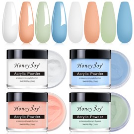 Acrylic Powder Set,4 Colors Clear,French White,Nude Pink,Pink Professional Polymer Colored Acrylic Nail Powder for Nail Extension 3D Carving (HJ-NAP024-54-32-33-75-28g)