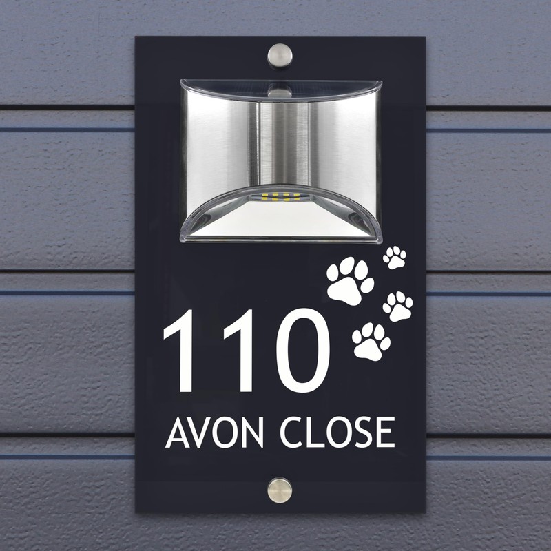 Custom Signs Solar Illuminated Modern Anthracite House Number Sign 24cm