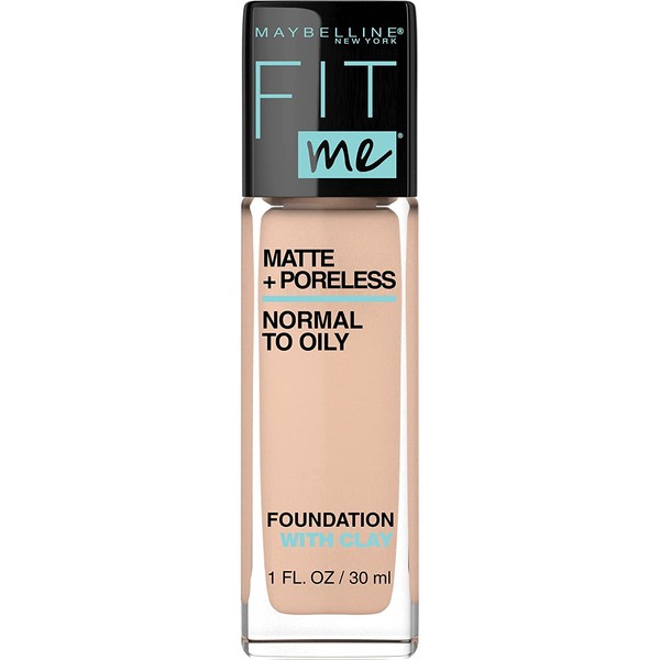 Maybelline Fit Me Matte + Poreless Liquid Foundation Makeup, Creamy Beige, 1 fl. oz. Oil-Free Foundation