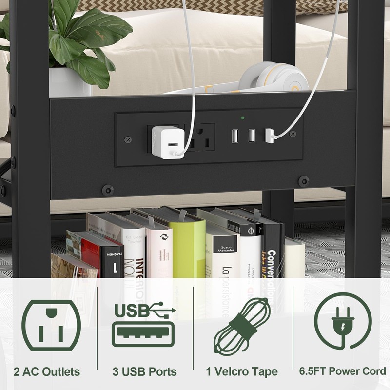 C Shaped End Table Height Adjustable - Couch Side Table