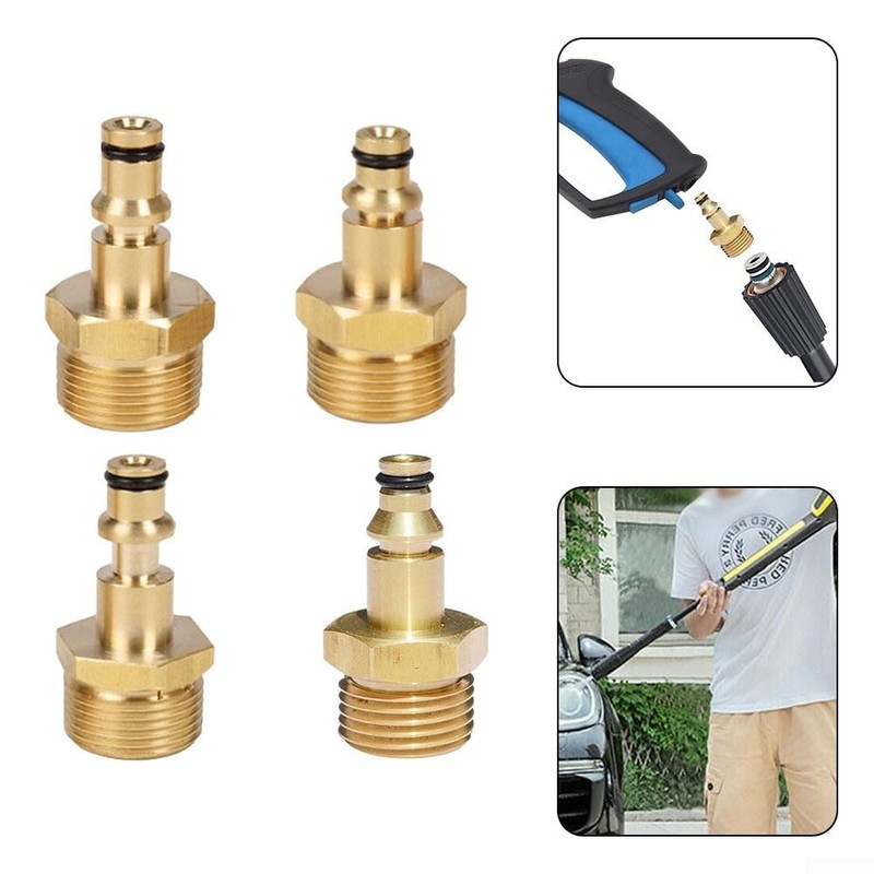 M22 Male Thread Adapter for Pressure Washer Hose, Brass Construction