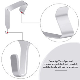 Funrous Over The Door Hook Panel Wall Metal Cubicle Picture Over Door Hanger for Clothing Mirror Hooks Office Cubicle Whiteboard Hanger(Silver,4 Pieces)