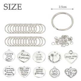 "N/A" FOCCTS Motivational Charms, 259 Pieces DIY Key Chain and Charm, Engraved Motivational Charms Pendants Inspirational Words Charms with Open Jump Rings Key Rings for DIY Craft Jewelry Making