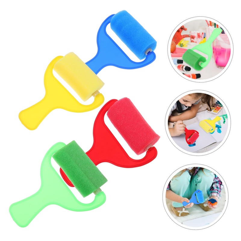 SEWACC 4pcs Paint Roller Set with Wide Handles Easy to