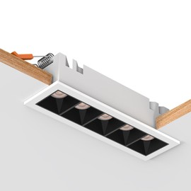 HKKQ 5W Linear LED Recessed Lighting, 3000K Warm 375LM White Spotlight Indoor, Downlight with Non-Dimmable Built-in Driver (Ra85/30°/Inner Black with White Trim)