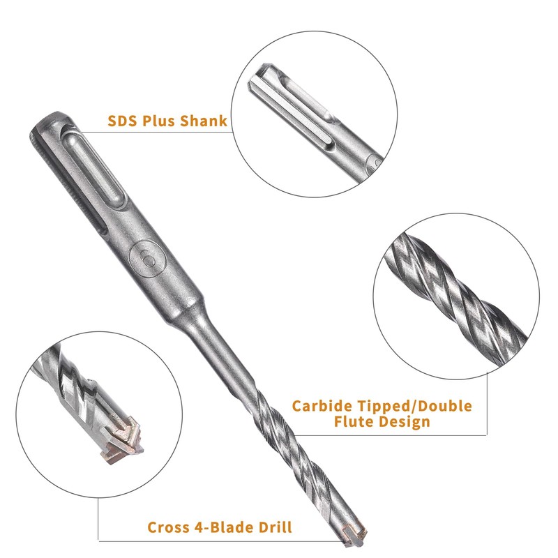 HPMAISON SDS Plus Rotary Hammer Drill Bit Set 6mm x