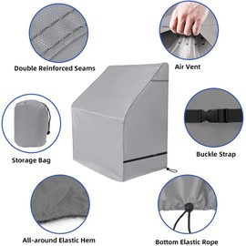 Seapisode 600D Fade and Tear Resistant Boat Center Console Cover,Heavy-Duty Waterproof and UV Protection Trailerable Boat Console Cover with Windproof Strap, Gray (Large Size up to 24"L X 36"W X 42"H)
