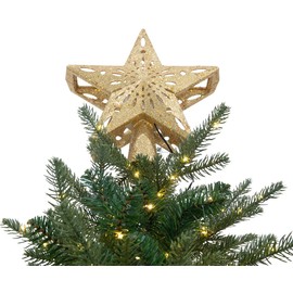 infactory Christmas Tree Topper: LED Poinsettia Tree Topper with Projector, Gold (Christmas Tree Topper, Gold Silver Glitter Christmas, Projector)