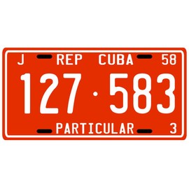 Cuba Pre-Revolution 1958 Replica Metal License Plate