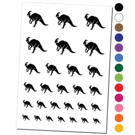 Parasaurolophus Dinosaur Temporary Tattoo Water Resistant Fake Body Art Set Collection - Black (One Sheet)