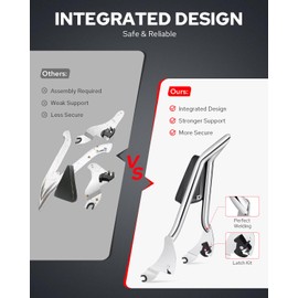 Benlari Sissy Bar Backrest, 28" Integrated Passenger Backrest, Quick Release Detachable Sissy Bar Fit for Harley Davidson Touring Street Glide Road Glide Road King Electra Glide 2009-2024, Chrome