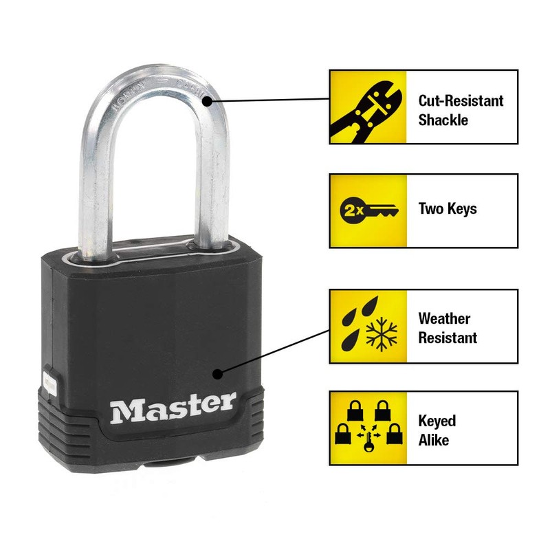 Master Lock Black Outdoor Key Lock, Heavy Duty Weather Resistant