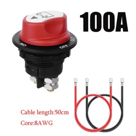 Battery Isolator Cut Out Off Kill Switches Car Race Rally Switches for Motorcycles Cars Boats (100A Switch with 8 AWG Cable)