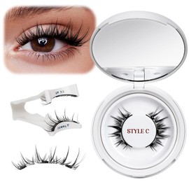 QUEWEL Magnetic Eyelashes Natural Look, Reusable Magnetic Lashes kit with Applicator,Soft Magnetic Half Lashes without Eyeliner,Easy to Wear and Remove(style C)
