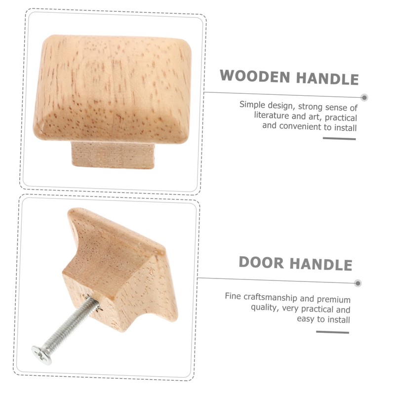Operitacx 10pcs Square Wooden Pull Handles Simple Design Cabinet Knobs