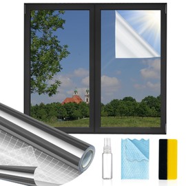 MAGIDEKOR Window Privacy Film One Way, Reflective Mirror Window Film Daytime Privacy, UV Sun Blocking Heat Control Static Cling, Window Tint for Home Office - 17.5 Inch X 9.8 Feet