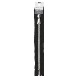 YKK Metallic Zipper, Silver, 7.9 inches (20 cm), #580, Black, 2.0 inches (5 CMS-20BL
