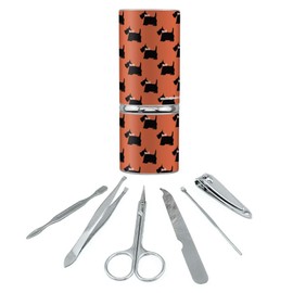Scotties and Bows Stainless Steel Manicure Pedicure Grooming Beauty Care Travel Kit