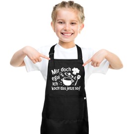 upain Apron Kinder-Mir doch egal ich koch` das jetzt so Children's Apron Girls Boys Funny Cooking Apron with 2 Pockets Gift for Kitchen Cooking Baking Painting, Mir doch egal ich koch das jetzt