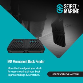 Seipel Marine EVA Permanent Dock Fender – Black Boat Dock Fender – UV-Resistant – High-Density Closed-Cell Foam – Includes Stainless Steel Mounting Screws – Single or Double Option - 2 Pack
