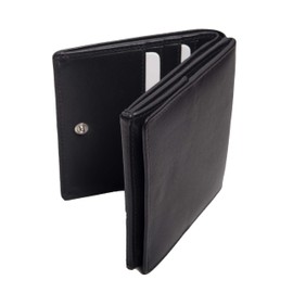ANDERS Vienna Box Shake Wallet with Large Coin Compartment, Genuine Leather, Leather Design Germany (Black)