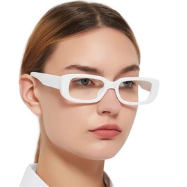 MARE AZZURO Stylish Reading Glasses Women Unique Readers 0 100 150 200 25 300 350 (White, 2.50)