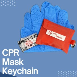 MCR Medical CPR Mask Keychain with Nitrile Gloves (Pack of 50)