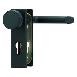 stahl-design.shop Fitting for fire doors, colour: jet black, similar to RAL 9005 matt, interchangeable set square (handle and button), hole spacing 72 mm, eco shoulder