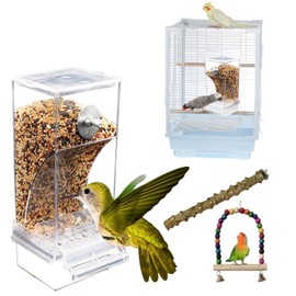 Automatischer Futterspender Für Vögel Papageien,Automatischer Futterspender Vogel,Acryl Futterautomat,Futterspender Aus Acryl,Mit Schaukel Und Pfefferholz Für Klein Papageien Nymphensittiche Finke