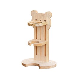 Hamster Water Bottle with Wooden Food Container Base for Dwarf Hamster Gerbil Small Animals (Blue, 80ml(2.7oz))