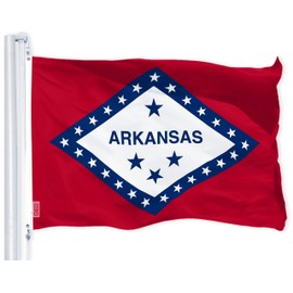 G128 Arkansas AR State Flag | 3x5 Ft | LiteWeave Pro Series Printed 150D Polyester | Indoor/Outdoor, Vibrant Colors, Brass Grommets, Thicker and More Durable Than 100D 75D Polyester