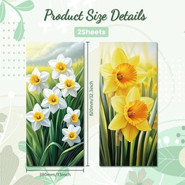 Peacoblue Wheelie Bin Stickers 2 Sheets Daffodils Sticky Dustbin Stickers Decals, 15in x 32in Waterproof Self Adhesive Large Wraps for Trash Cans Bins Driveway Garden Outdoor Indoor Patio Decoration
