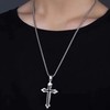 LUSKINNO Traditional Men's Titanium Steel Cross Necklace, Black Bright Cross