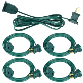 Kanayu Christmas Extension Cord Indoor Outdoor 2 Prong Electric Cord Extender, Wire Plug in and End, Ac 120 Volts for Christmas Tree Connect Extend String Lights(6 ft,Green)
