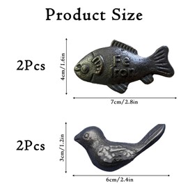 ZPSCXQ Iron Fish, Lucky Iron Fishes for Cooking, Supplement Suitable for Vegans, Pregnant Women, Athletes, 2 Fish, 2 Birds, Storage Bag Included