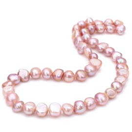 BEADIA - abalorio de perlas naturales con agujero lateral de 8 a 9 mm, color morado cultivado en agua dulce, abalorio de piedras preciosas sueltas para hacer joyas, 13.8 pulgadas/hebra