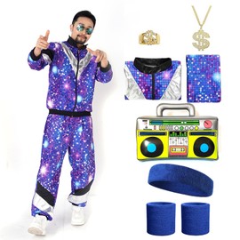 Anraocoss 90s 80s Outfit Men Women Theme Party Costume, L