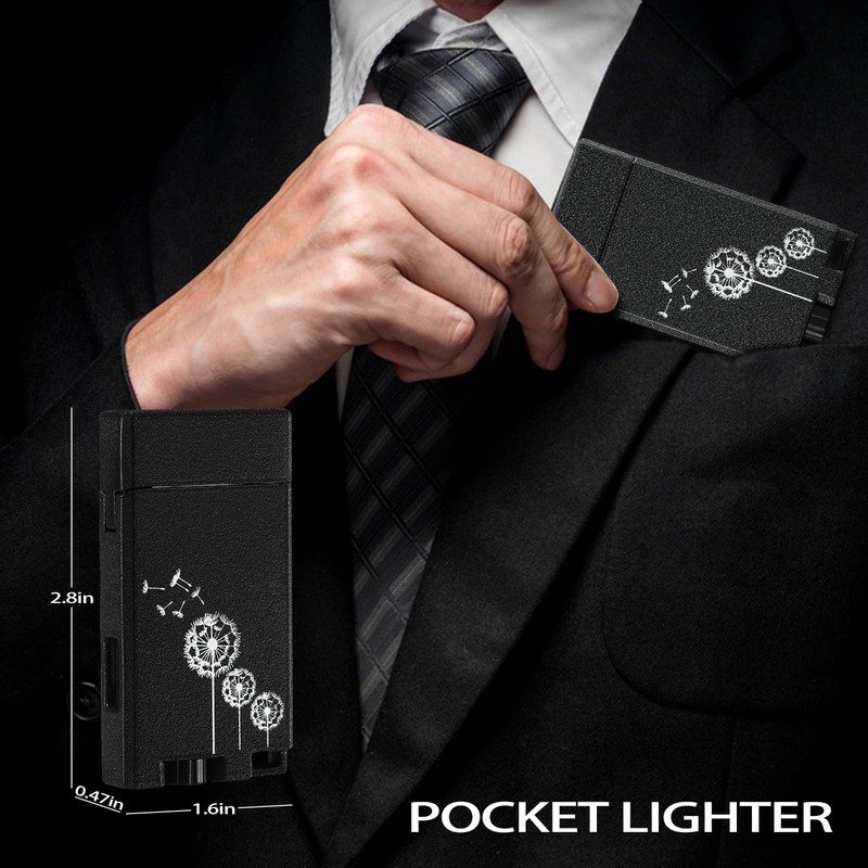 Classic Matte Butane Pocket Lighter, 2 Pack Double Jet Flame