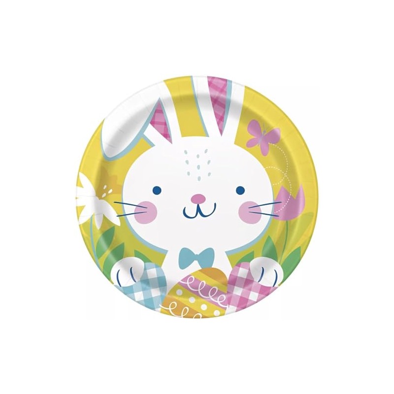 Unique Industries Eggstraordinary Round Easter Disposable Paper Dinner Plates -