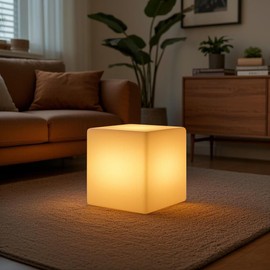 MR.GO 15-Inch LED Cube Chair - Cordless Rechargeable RGB Lighted Cube Seat, Dimmable 16 Colors 4 Modes Glowing Side Table w/Remote, IP65 Waterproof Indoor/Outdoor Furniture for Patio Home Party Decor