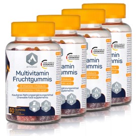 Multivitamin Capsules for Chewing - 4 x 60 Chewable Vitamin Tablets for Children & Adults - 8 Vitamins & Folic Acid - Made in Germany (4 Months)