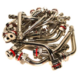 TYK Industries 20 TR545D 60 Degree Bend Valve Stems. Nickel Plated Brass, Clamp-in for 22.5 and 24.5 Alcoa Truck and Bus Wheels