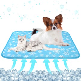 DELIFUR Dog Cooling Mat- Pet Cooling Mat Outdoor for Dogs Self Cooling Pad for Small Medium Dog Machine Washable (Large, Blue)